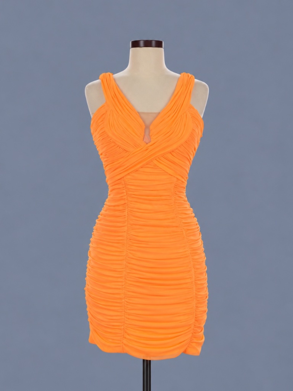 Hailey by Adrianna Papell Orange Ruched Cutout Mini Dress – Size 6 NWT